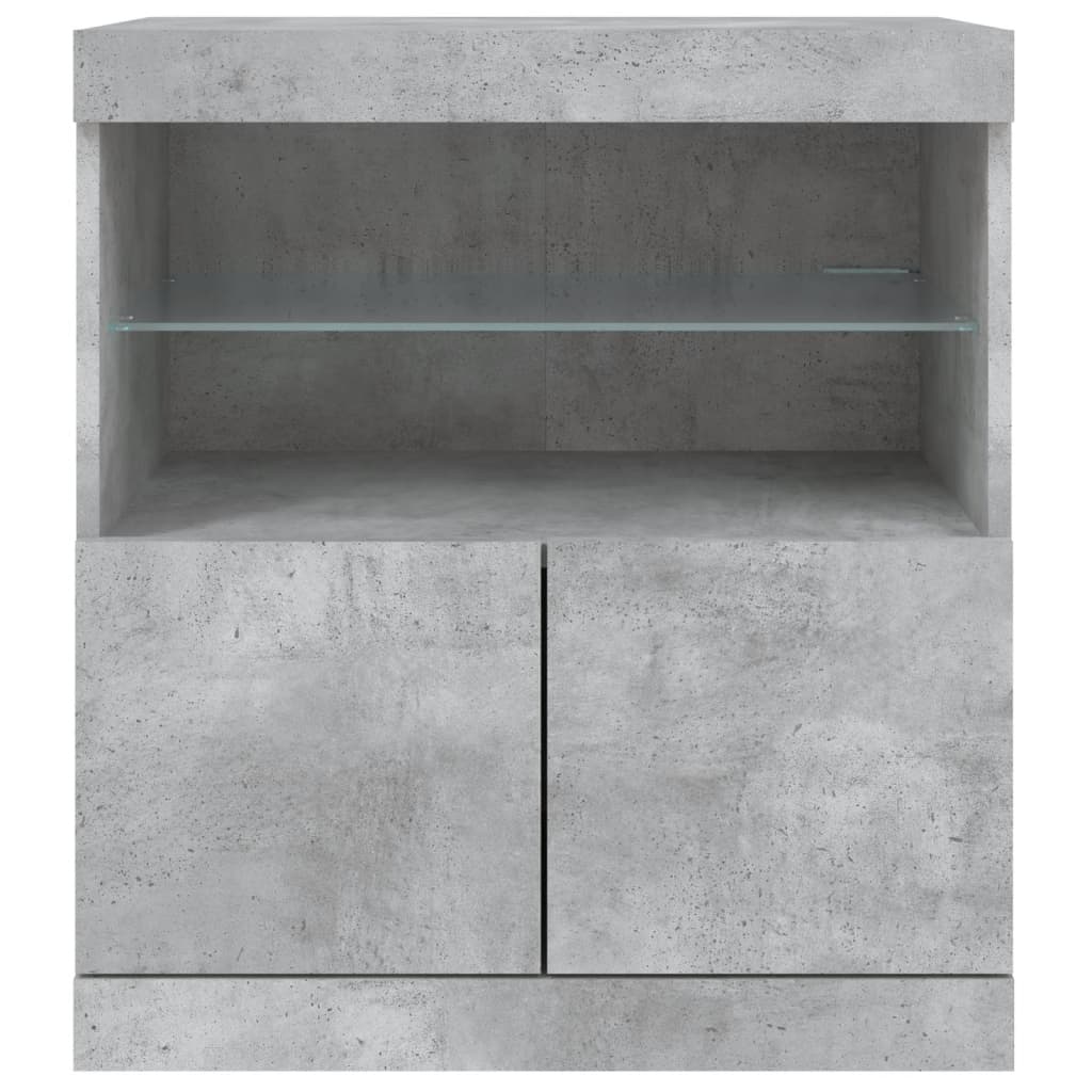 Credenza con Luci LED Grigio Cemento 60x37x67 cm