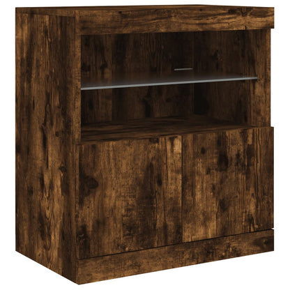 Credenza con Luci LED Rovere Fumo 60x37x67 cm - homemem39