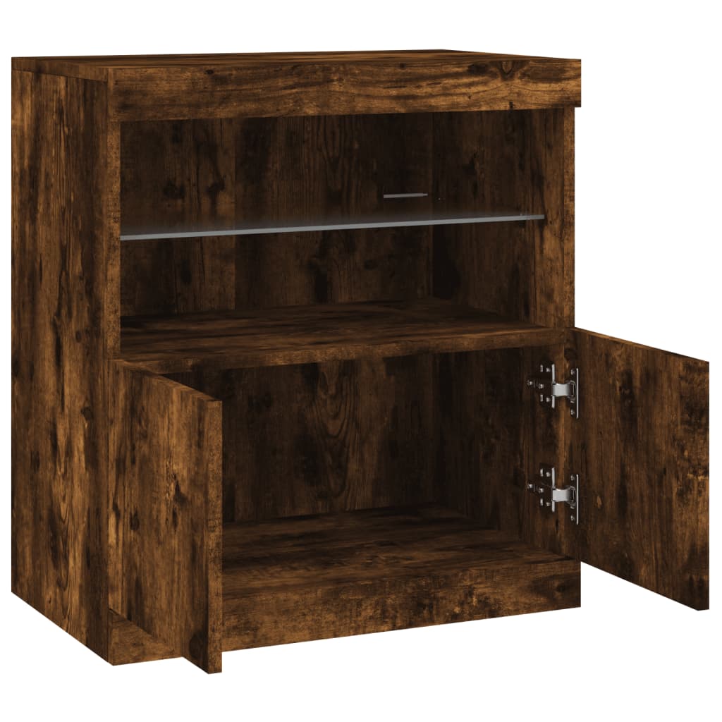 Credenza con Luci LED Rovere Fumo 60x37x67 cm - homemem39