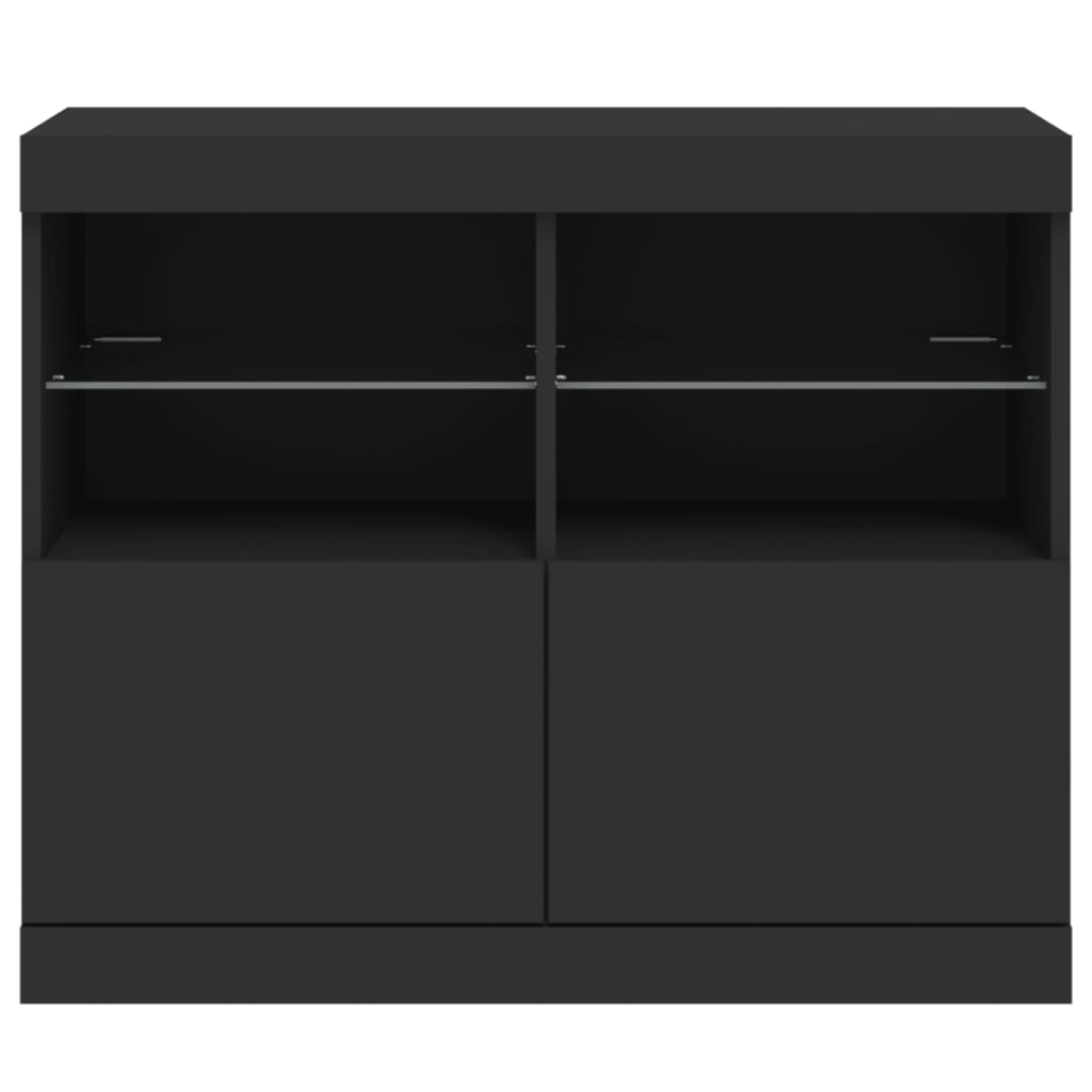 Credenza con Luci LED Nera 81x37x67 cm