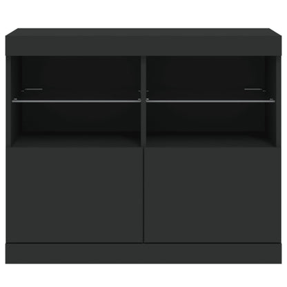 Credenza con Luci LED Nera 81x37x67 cm