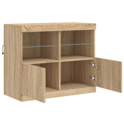 Credenza con Luci LED Rovere Sonoma 81x37x67 cm - homemem39