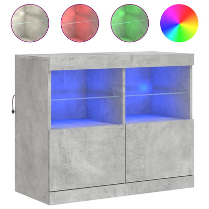 Credenza con Luci LED Grigio Cemento 81x37x67 cm - homemem39