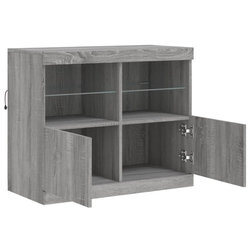 Credenza con Luci LED Grigio Sonoma 81x37x67 cm