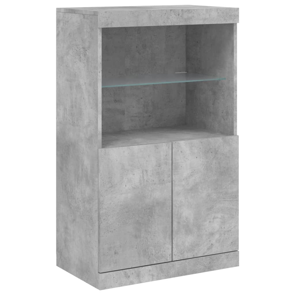 Credenza con Luci LED Grigio Cemento 60,5x37x100 cm