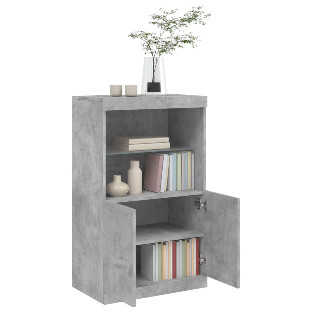 Credenza con Luci LED Grigio Cemento 60,5x37x100 cm