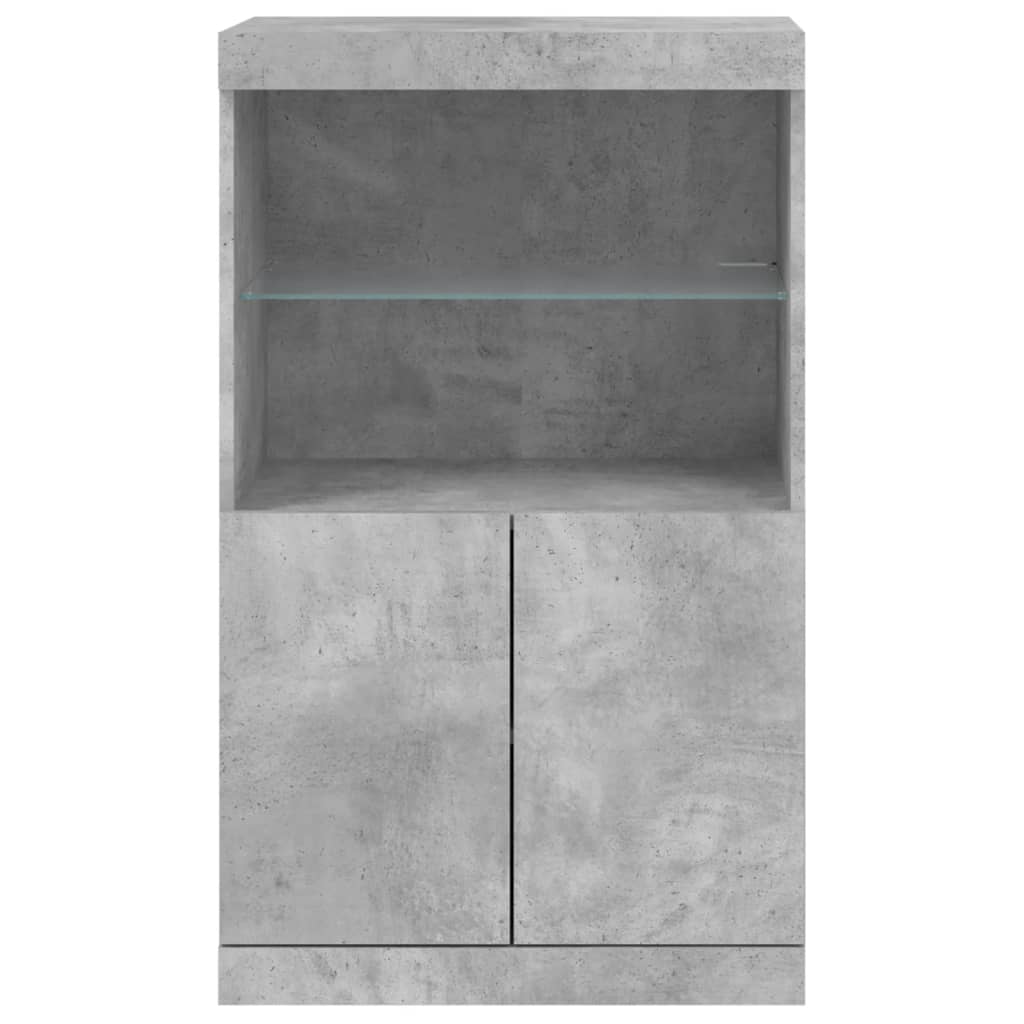 Credenza con Luci LED Grigio Cemento 60,5x37x100 cm