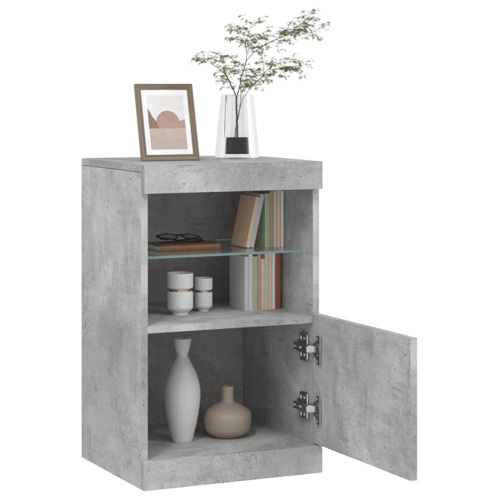 Sideboard mit zementgrauen LED-Leuchten 41x37x67 cm