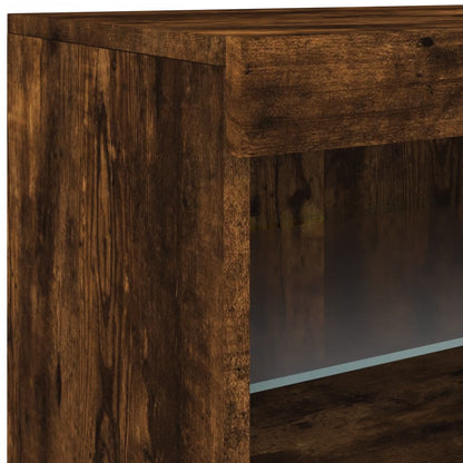 Sideboard with LED Lights Smoke Oak 41x37x67 cm