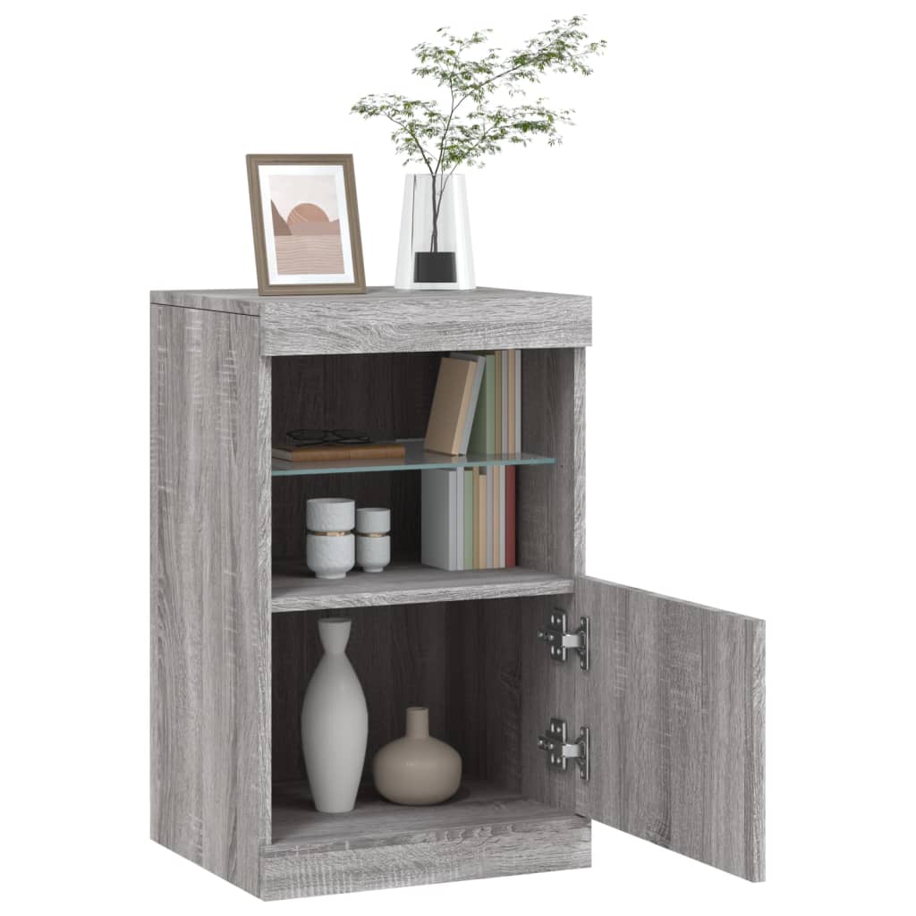 Credenza con Luci LED Grigio Sonoma 41x37x67 cm - homemem39