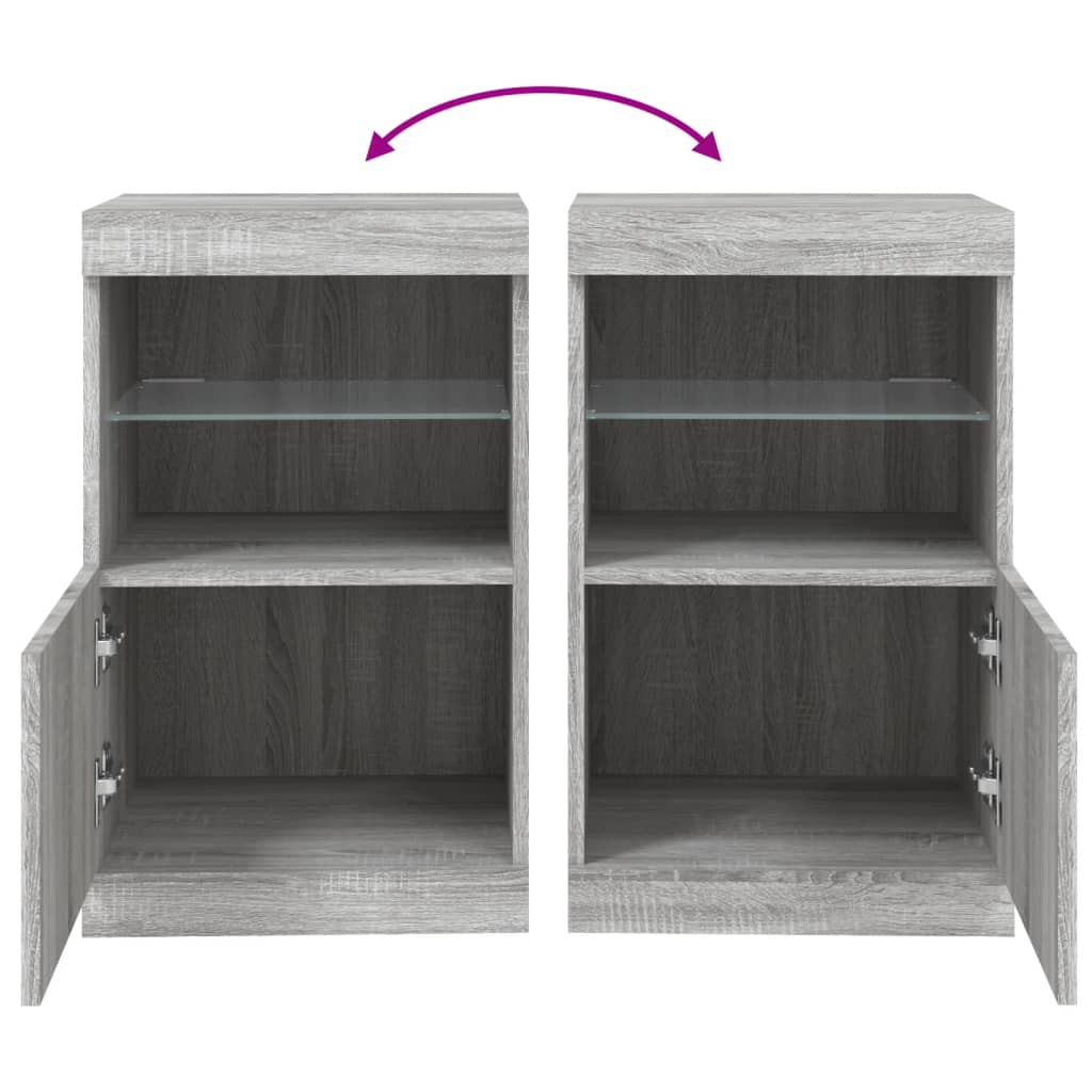 Credenza con Luci LED Grigio Sonoma 41x37x67 cm - homemem39