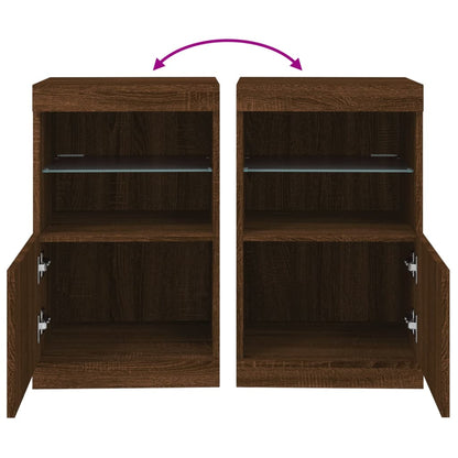 Credenza con Luci LED Rovere Marrone 41x37x67 cm - homemem39