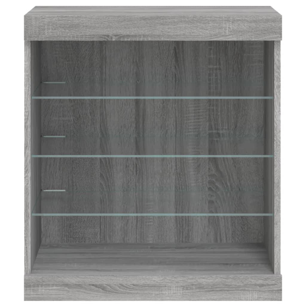 Credenza con Luci LED Grigio Sonoma 60,5x37x67 cm - homemem39