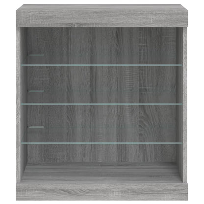 Credenza con Luci LED Grigio Sonoma 60,5x37x67 cm - homemem39