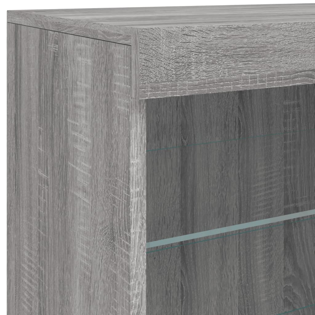 Credenza con Luci LED Grigio Sonoma 60,5x37x67 cm - homemem39