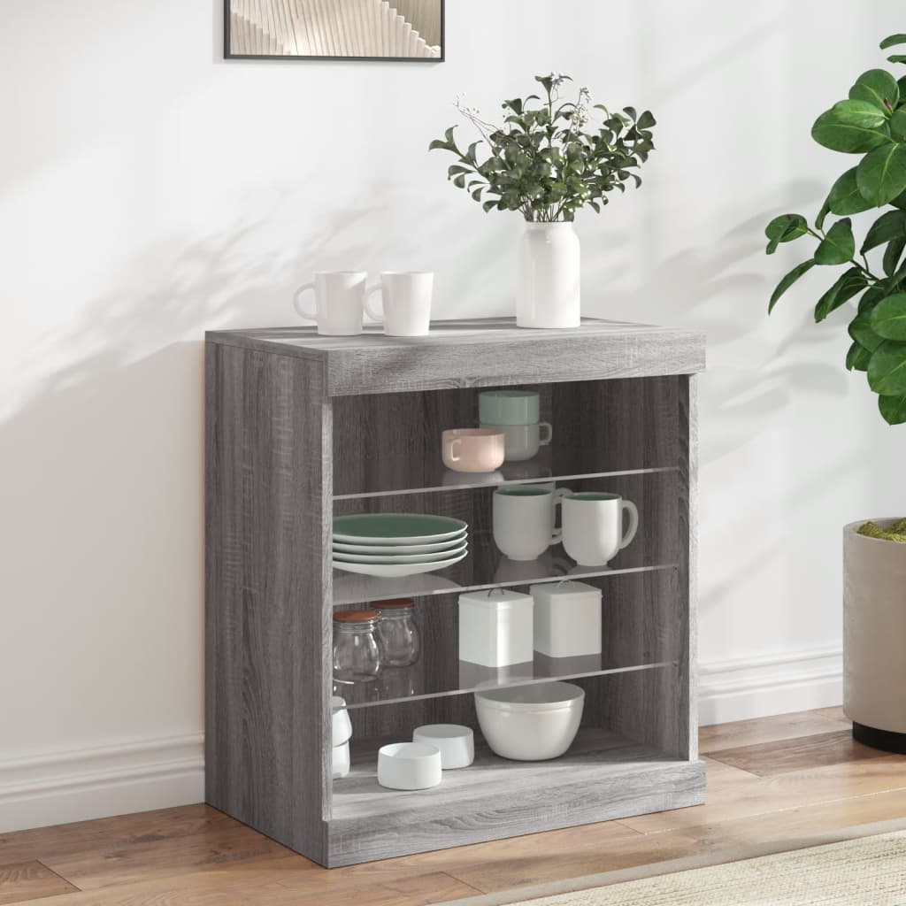Credenza con Luci LED Grigio Sonoma 60,5x37x67 cm - homemem39