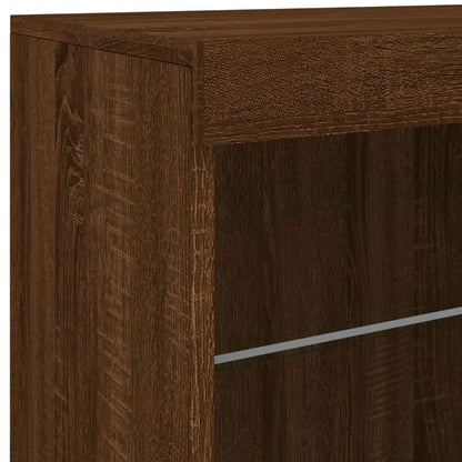 Credenza con Luci LED Rovere Marrone 60,5x37x67 cm - homemem39