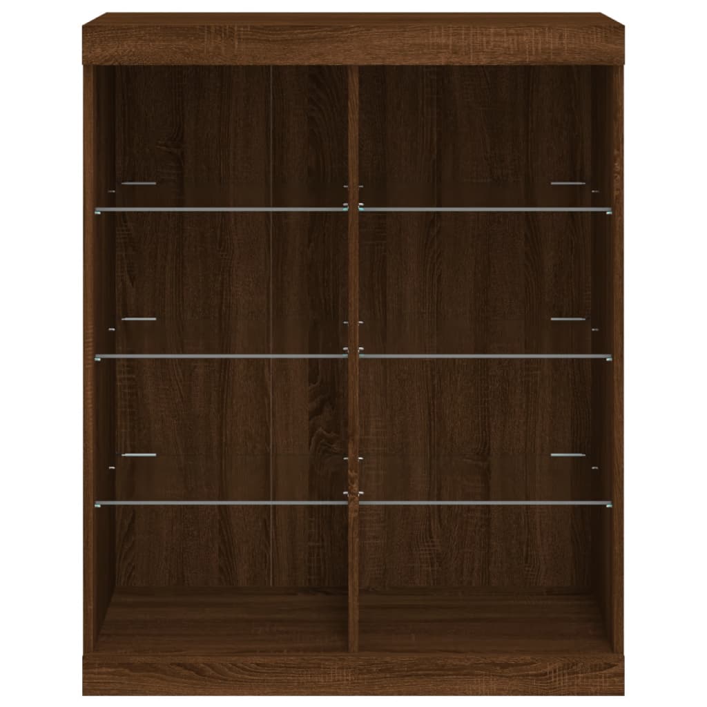 Credenza con Luci LED Rovere Marrone 81x37x100 cm