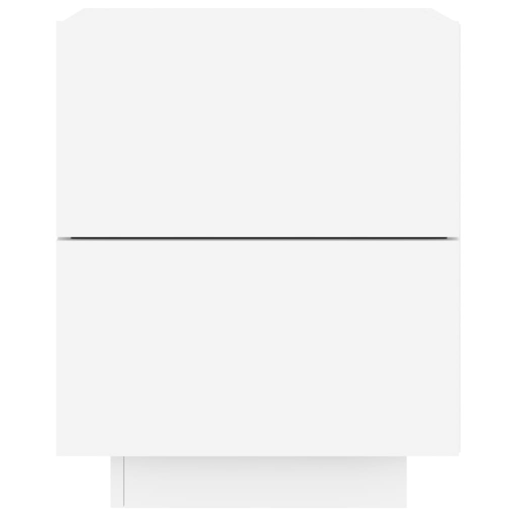 Comodino con Luci LED Bianco in Legno Multistrato - homemem39