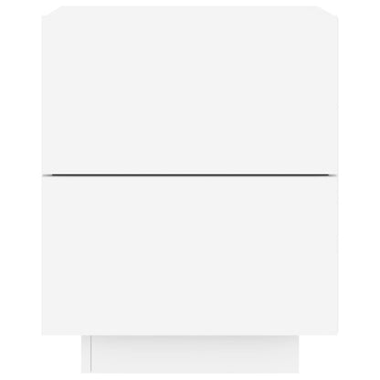 Comodini con Luci LED 2pz Bianchi in Legno Multistrato - homemem39