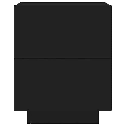 Comodino con Luci LED Nero in Legno Multistrato - homemem39