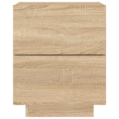 Comodino con Luci LED Rovere Sonoma in Legno Multistrato - homemem39