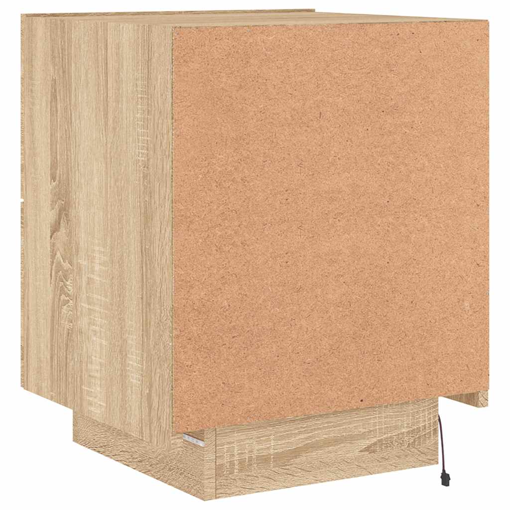 Comodino con Luci LED Rovere Sonoma in Legno Multistrato - homemem39