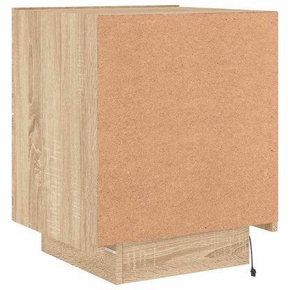 Comodino con Luci LED Rovere Sonoma in Legno Multistrato - homemem39