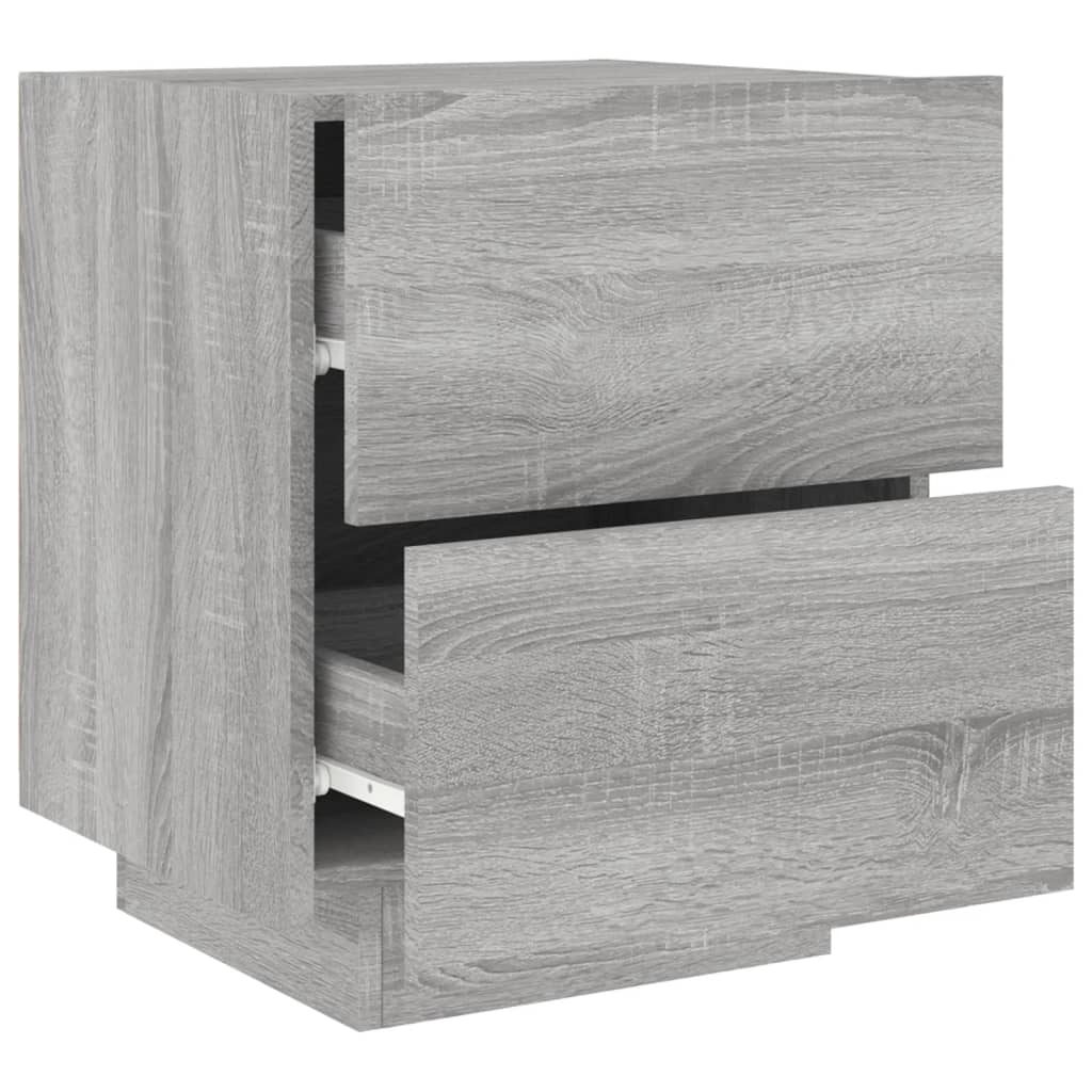 Comodino con Luci LED Grigio Sonoma in Legno Multistrato - homemem39