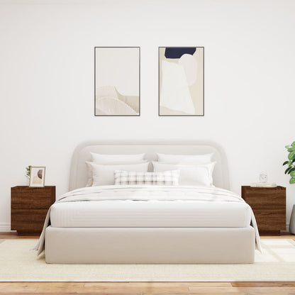 Comodini con Luci LED 2pz Rovere Marrone in Legno Multistrato - homemem39