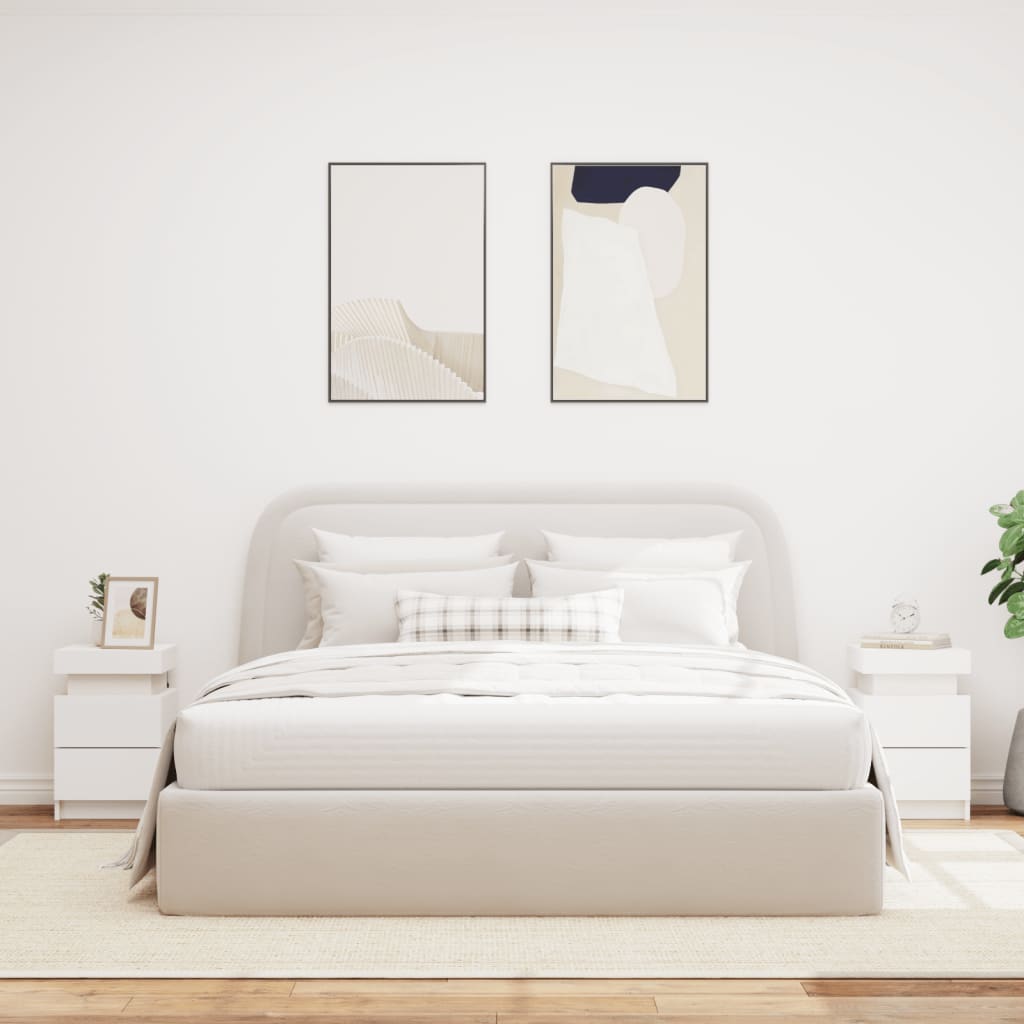 Comodini con Luci LED 2pz Bianchi 35x39x55 cm - homemem39