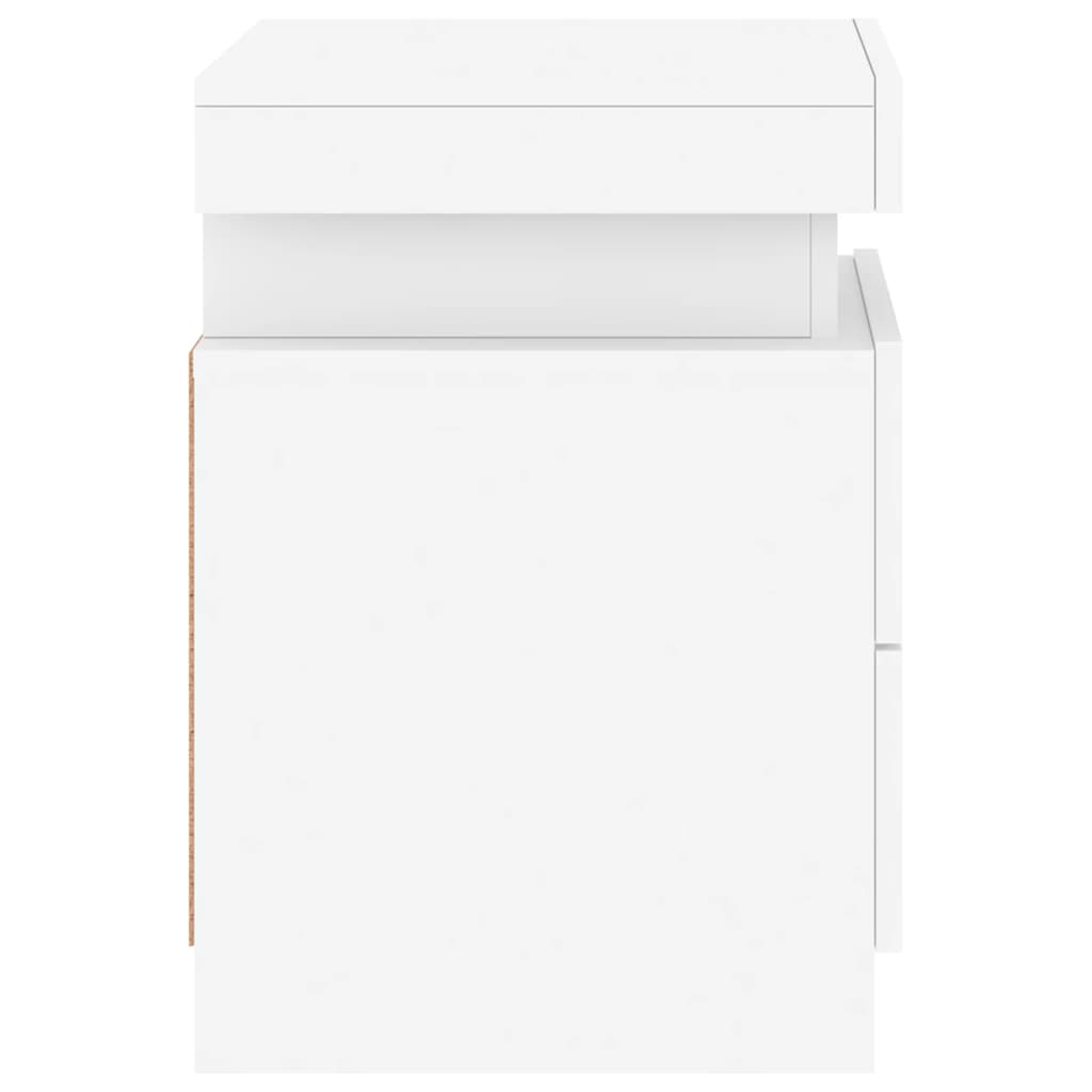 Comodini con Luci LED 2pz Bianchi 35x39x55 cm - homemem39