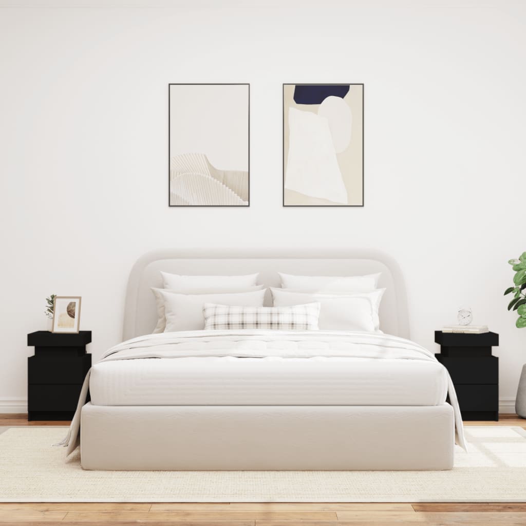 Comodini con Luci LED 2pz Neri 35x39x55 cm - homemem39