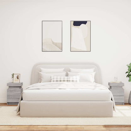 Comodini con Luci LED 2pz Grigio Sonoma 35x39x55 cm - homemem39