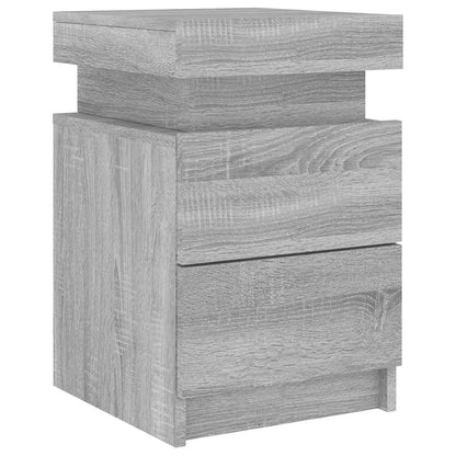 Comodini con Luci LED 2pz Grigio Sonoma 35x39x55 cm - homemem39
