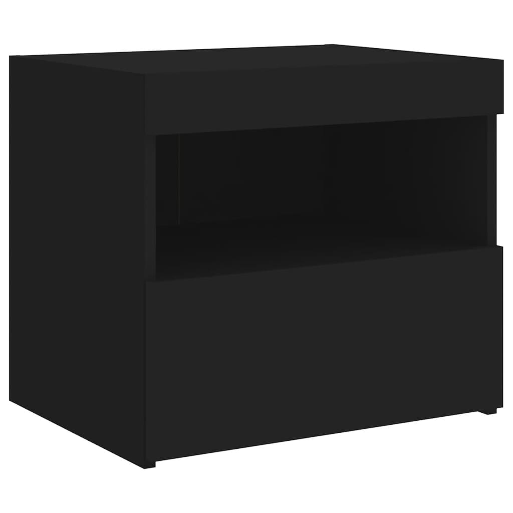 Comodino con Luci LED Nero 50x40x45 cm - homemem39