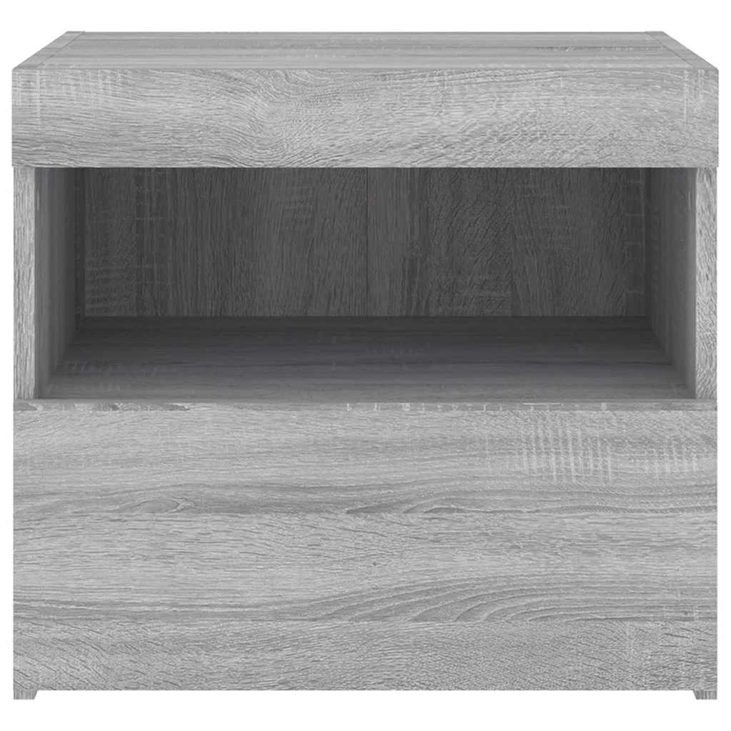 Comodino con Luci LED Grigio Sonoma 50x40x45 cm - homemem39