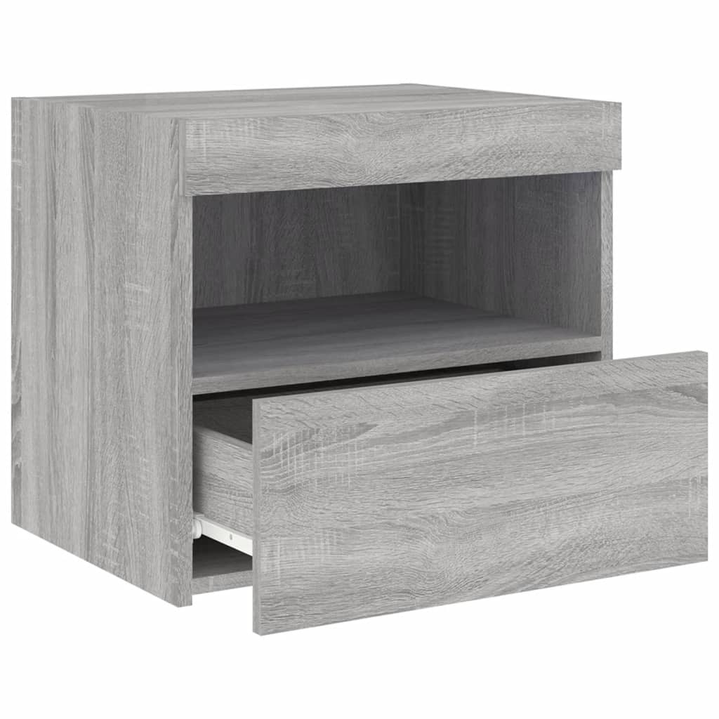 Comodini con Luci LED 2pz Grigio Sonoma 50x40x45 cm - homemem39