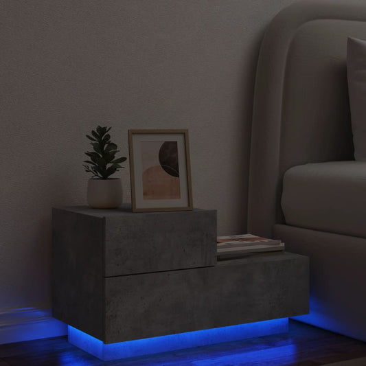 Comodino con Luci LED Grigio Cemento 70x36x40,5 cm - homemem39