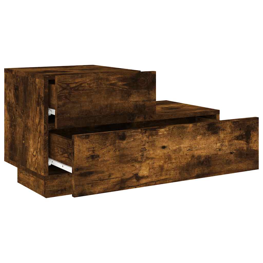 Comodino con Luci LED Rovere Fumo 70x36x40,5 cm - homemem39