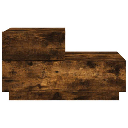 Comodino con Luci LED Rovere Fumo 70x36x40,5 cm - homemem39