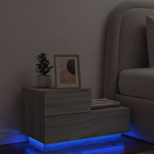 Comodino con Luci LED Grigio Sonoma 70x36x40,5 cm - homemem39