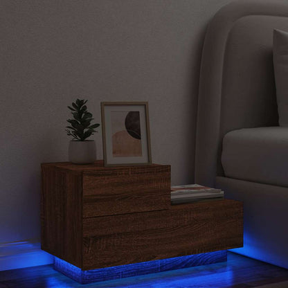 Comodino con Luci LED Rovere Marrone 70x36x40,5 cm - homemem39