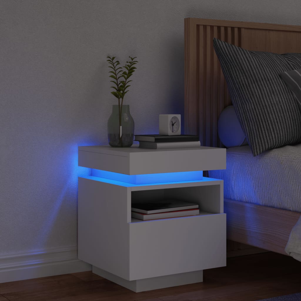 Comodino con Luci LED Bianco 40x39x48,5 cm - homemem39