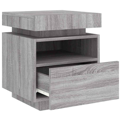 Comodini con Luci LED 2pz Grigio Sonoma 40x39x48,5 cm - homemem39