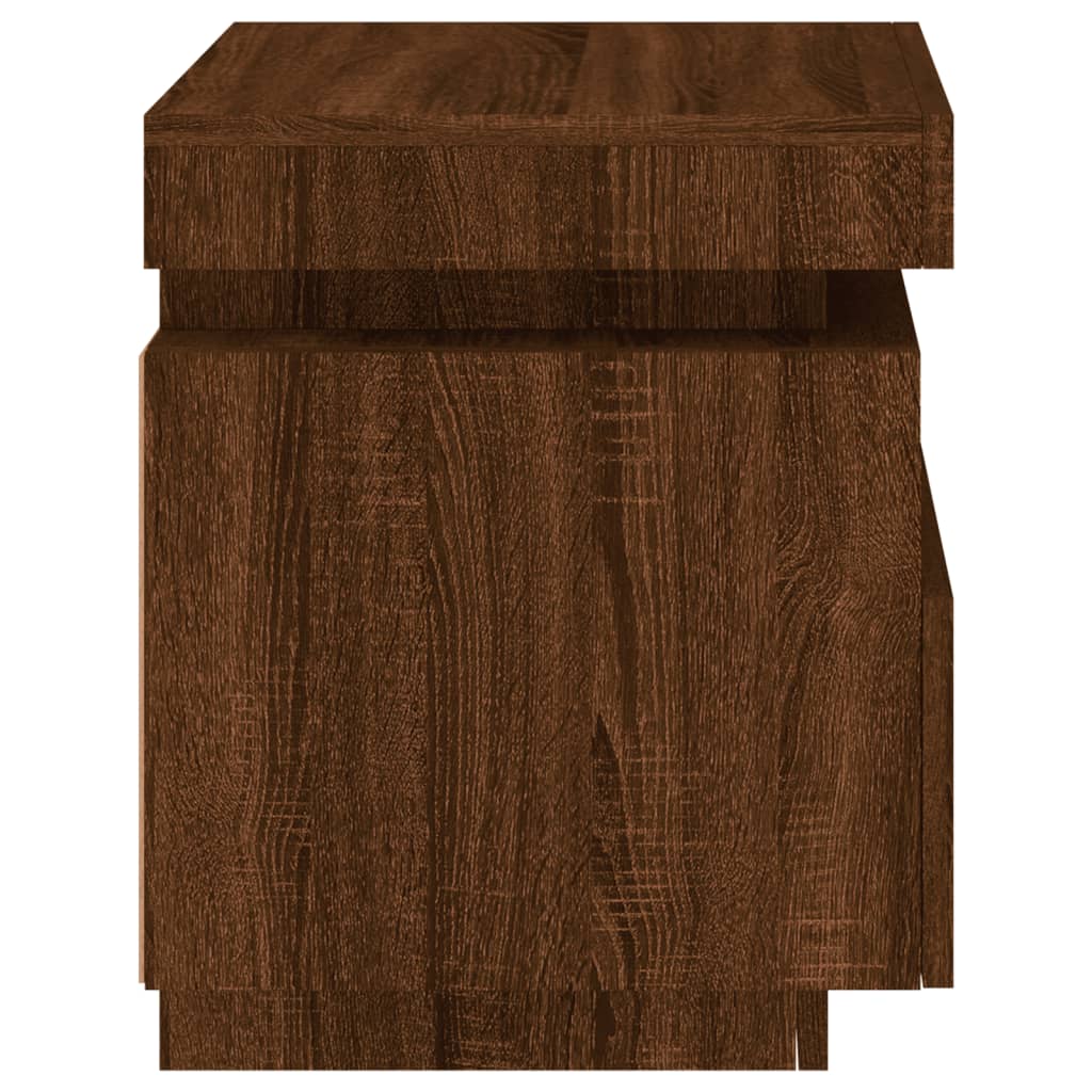 Bedside table with LED lights Brown Oak 40x39x48.5 cm