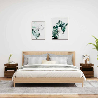 Comodini con Luci LED 2pz Rovere Marrone 40x39x48,5 cm - homemem39