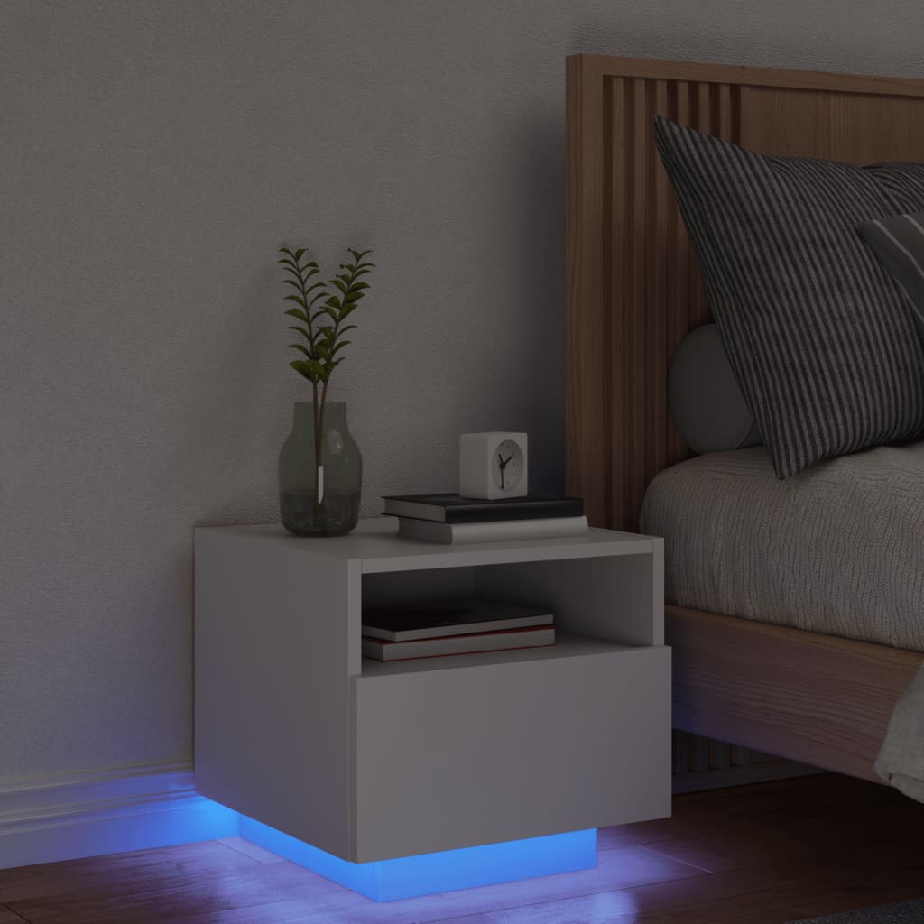 Comodino con Luci LED Bianco 40x39x37 cm - homemem39