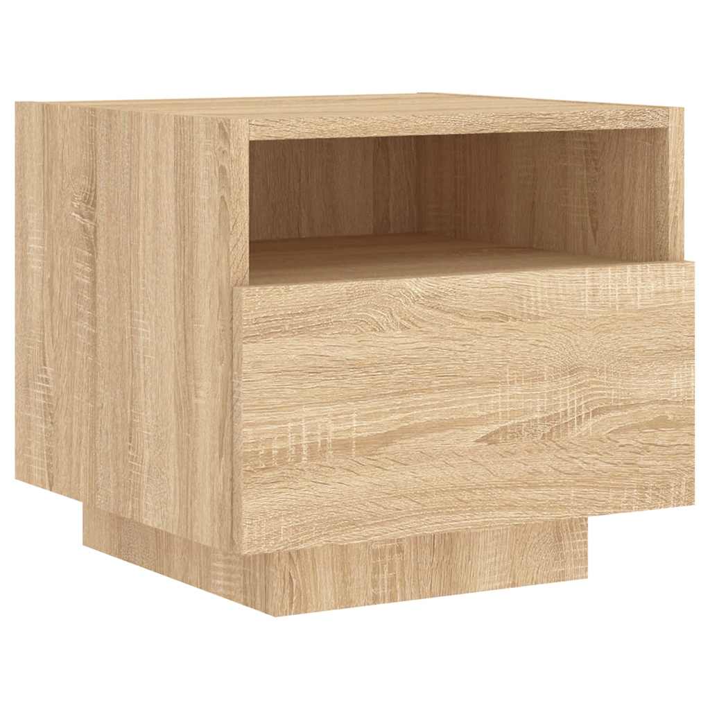 Comodini con Luci LED 2pz Rovere Sonoma 40x39x37 cm - homemem39