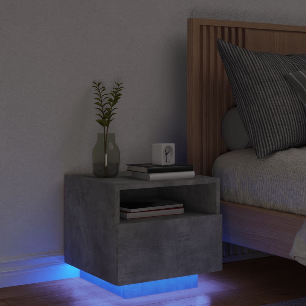 Comodino con Luci LED Grigio Cemento 40x39x37 cm - homemem39